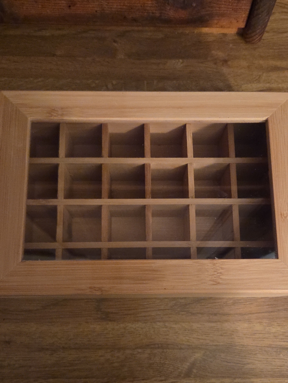 Bamboo 24-Slot Jewelry and Trinket Organizer with Clear Lid 9 X 6 X 4